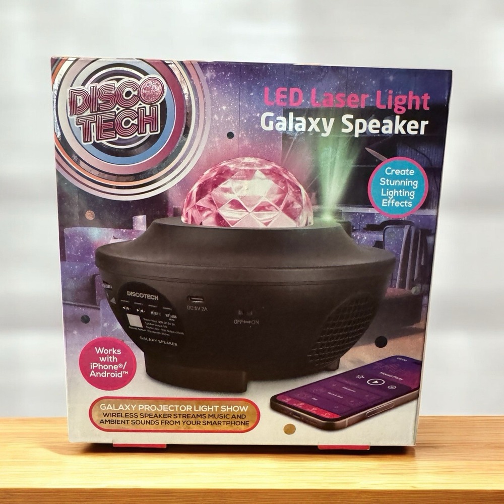 Disco Tech LED Laser Light Galaxy Speaker Projector works. with iPhone/Android